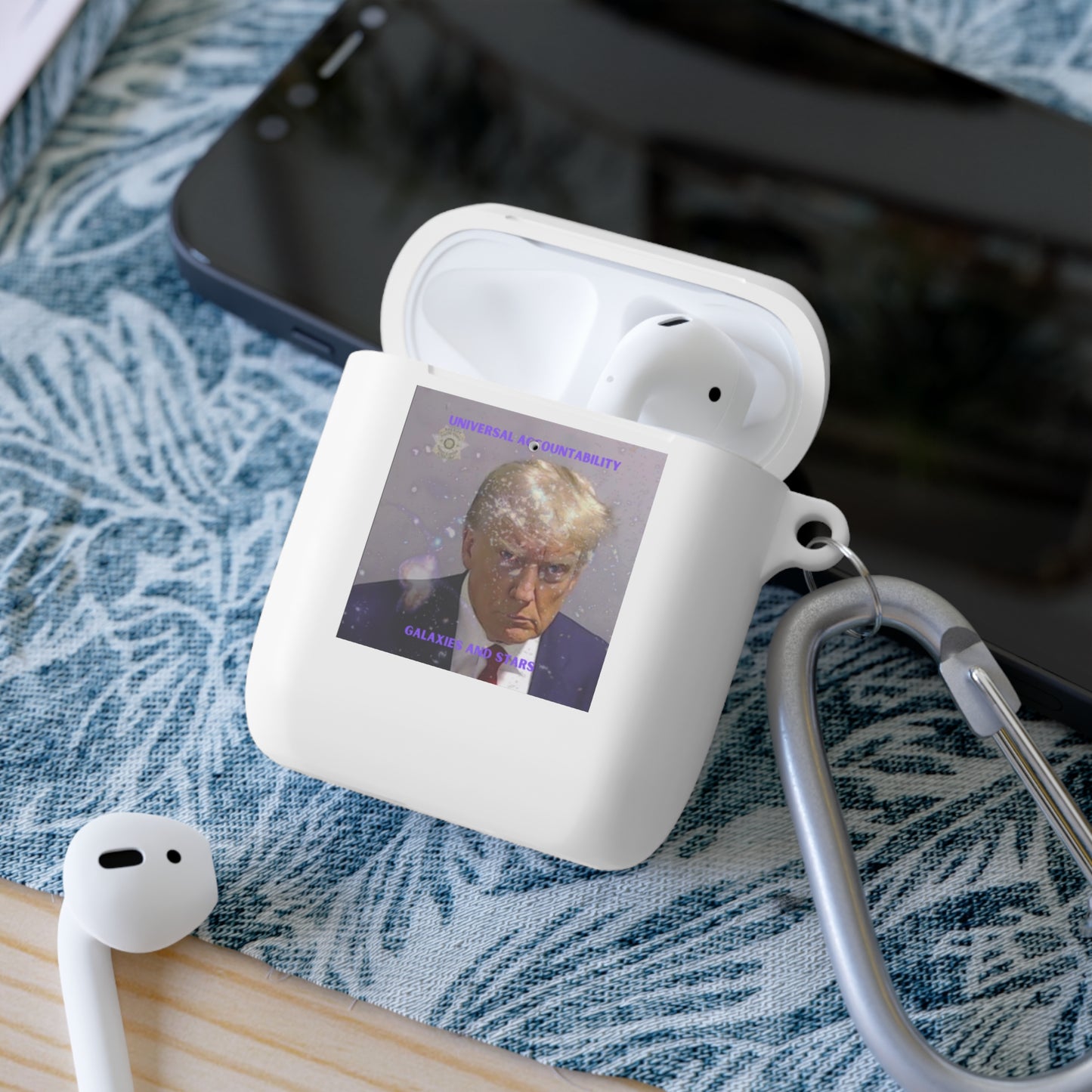 Donald J Trump Cosmic Justice AirPods Case: 91 Counts Charged - Universal Accountability Accessory