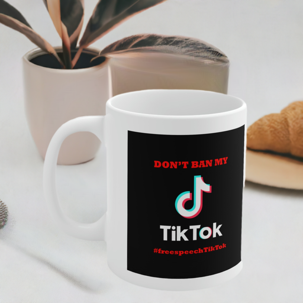 #FreeSpeechTikTok White Coffee Mug: Advocate TikTok Freedom with Every Sip