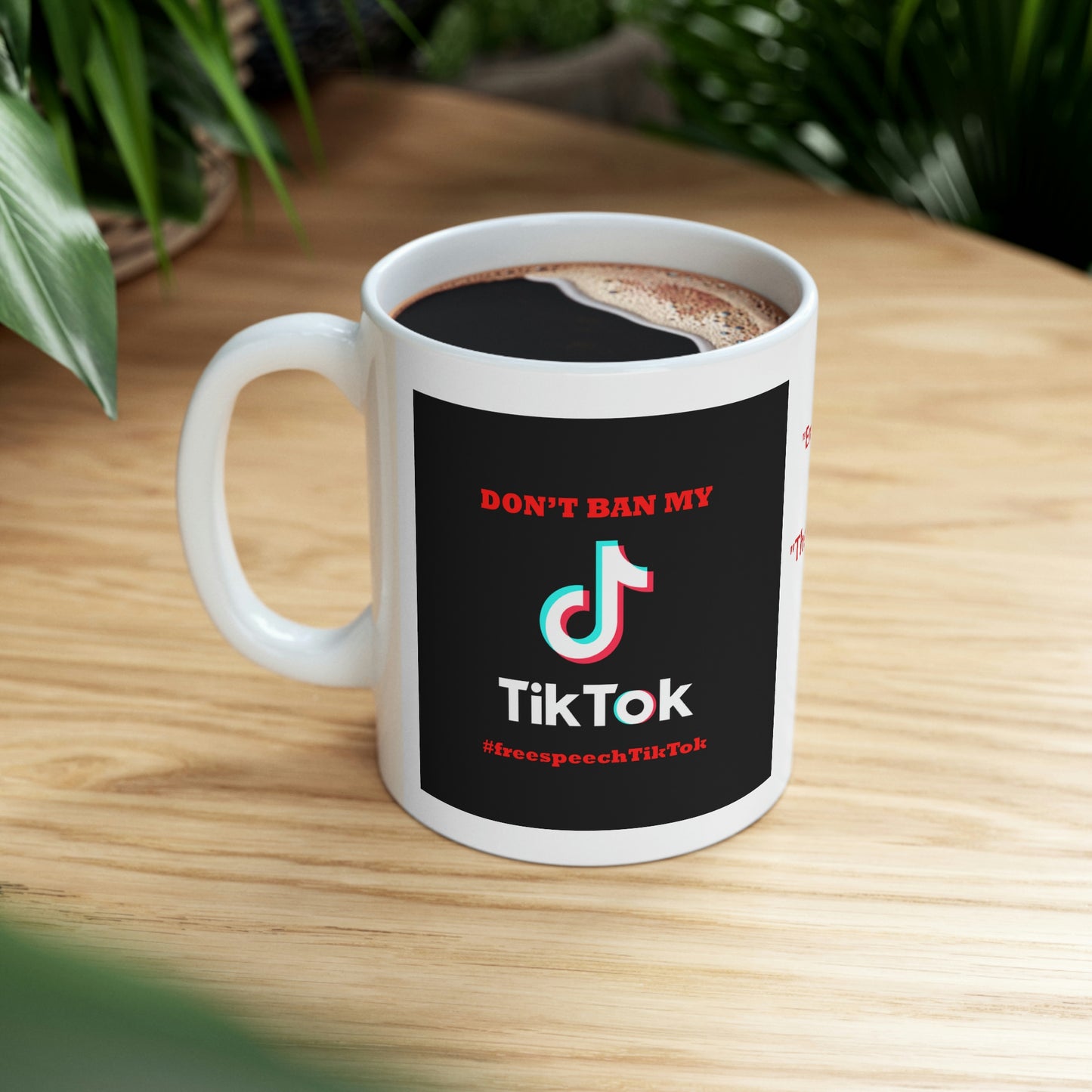 #FreeSpeechTikTok White Coffee Mug: Advocate TikTok Freedom with Every Sip