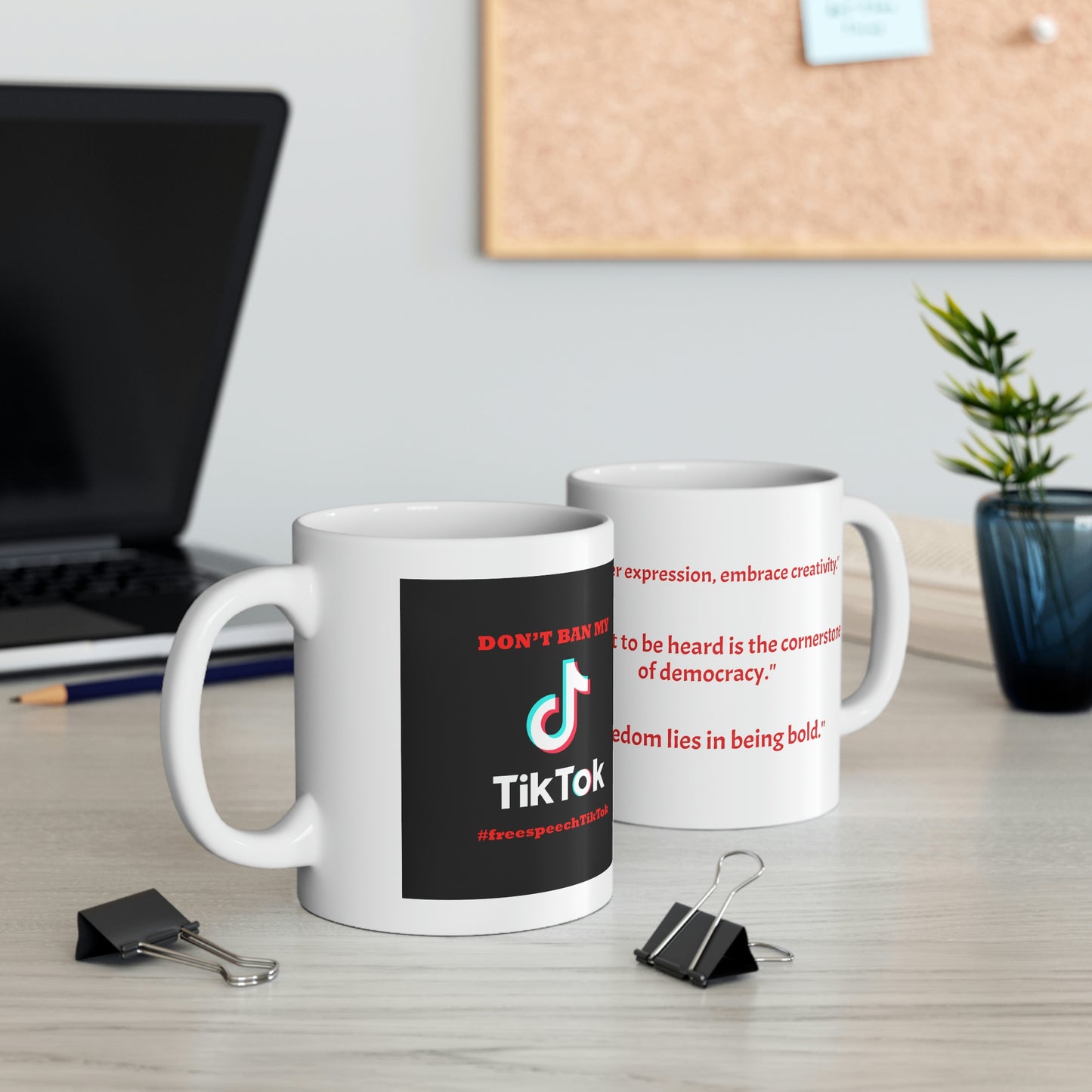 #FreeSpeechTikTok White Coffee Mug: Advocate TikTok Freedom with Every Sip