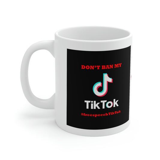 #FreeSpeechTikTok White Coffee Mug: Advocate TikTok Freedom with Every Sip