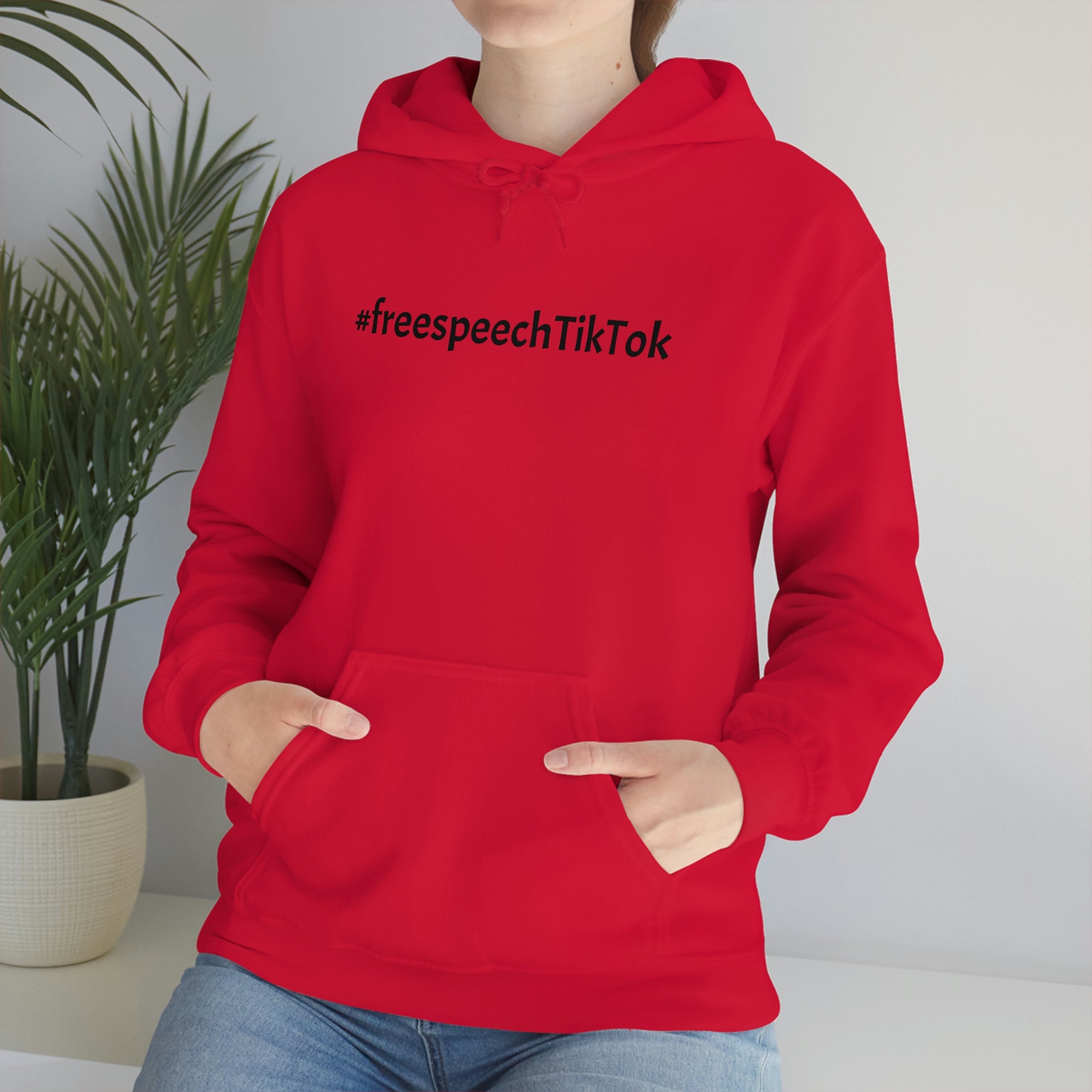 FreeSpeechTikTok Red Hoodie Boldly Support TikTok Freedom