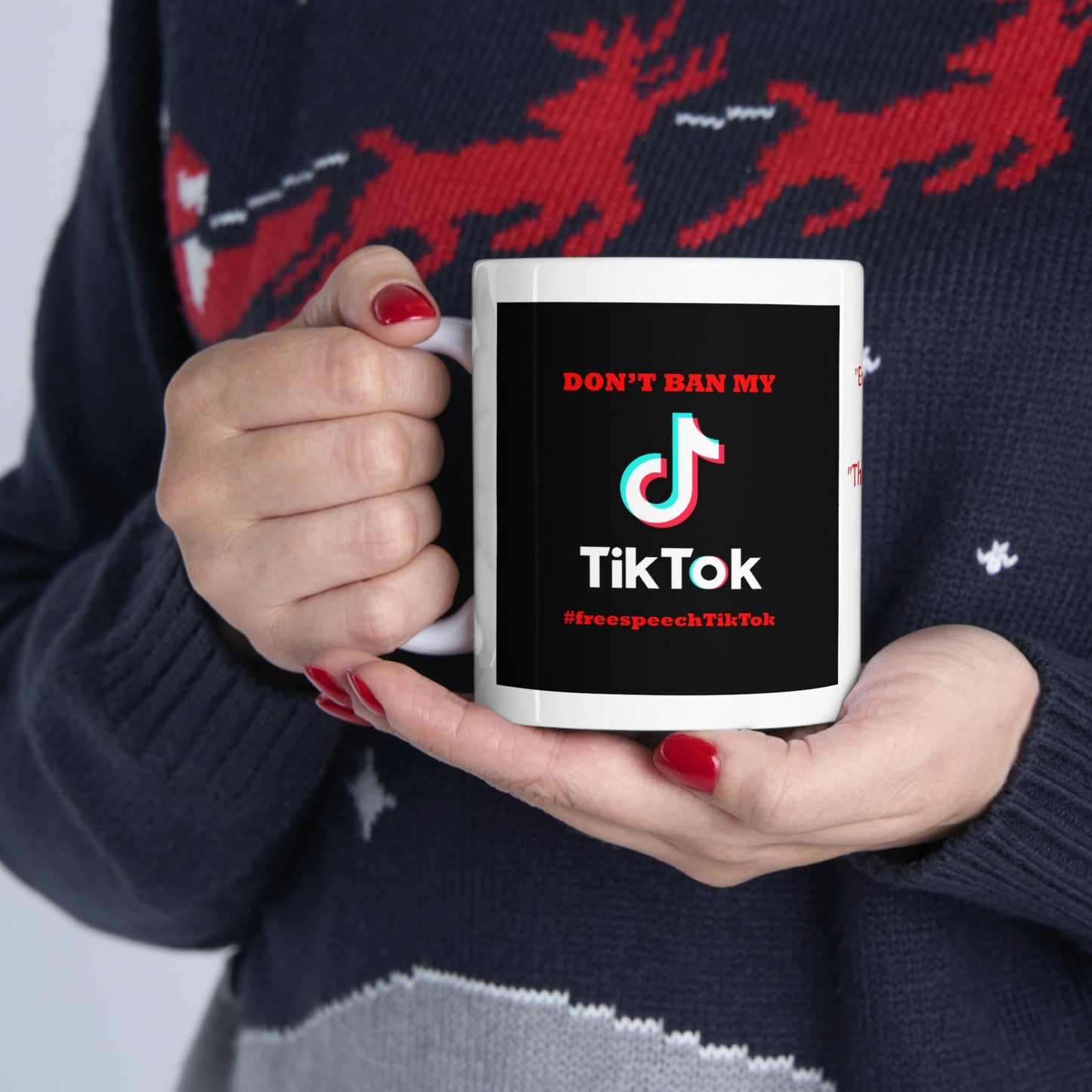 #FreeSpeechTikTok White Coffee Mug: Advocate TikTok Freedom with Every Sip